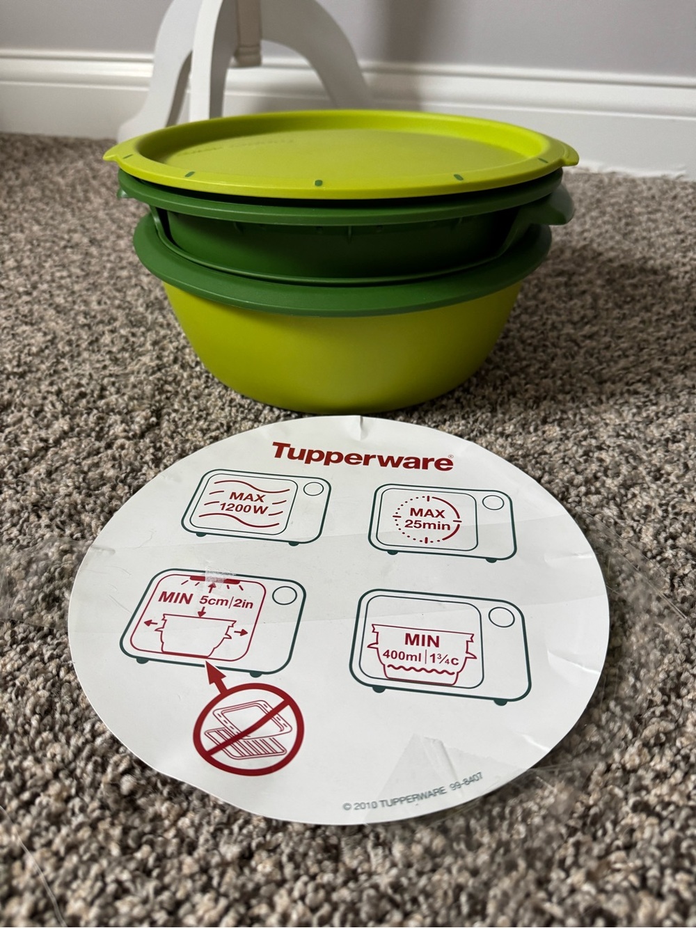Tupperware Green and Lime Microwave Steamer Lids